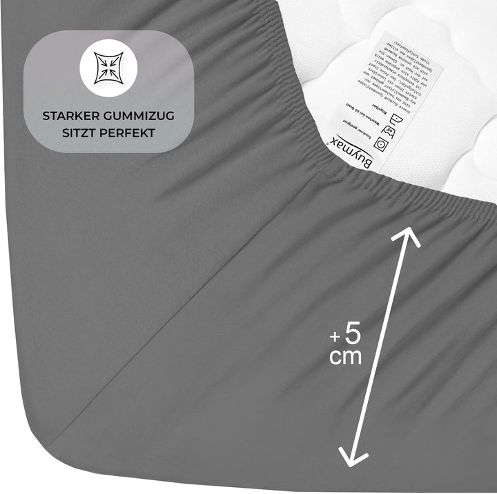 Buymax® Spannbettlaken 100x200cm Doppelpack 100% Baumwolle Spannbetttuch Bettlaken Jersey, Matratzen