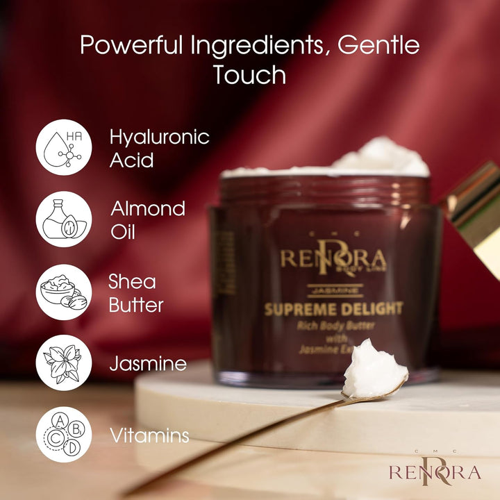 RENORA | Body Butter, feuchtigkeitsspendende Körpercreme mit Hualuronsäure | Supreme Delight | feuch