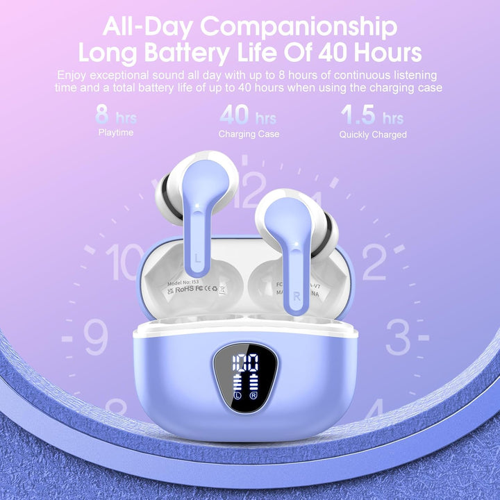 Bluetooth Kopfhörer, Kopfhörer Kabellos Bluetooth 5.4 In Ear, 4 ENC Noise Cancelling Mic Ohrhörer, H