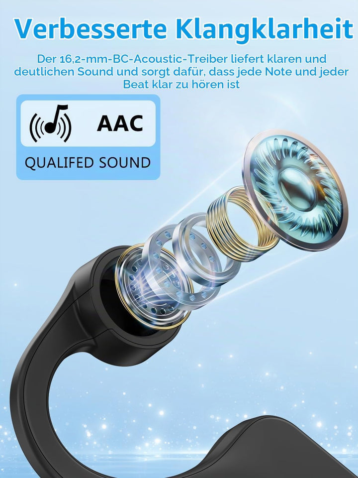 Ohuhu Knochenschall Kopfhörer Bluetooth 5.3, 29g Ultraleicht Open-Ear Kopfhörer mit 8 Std Akku, IPX4