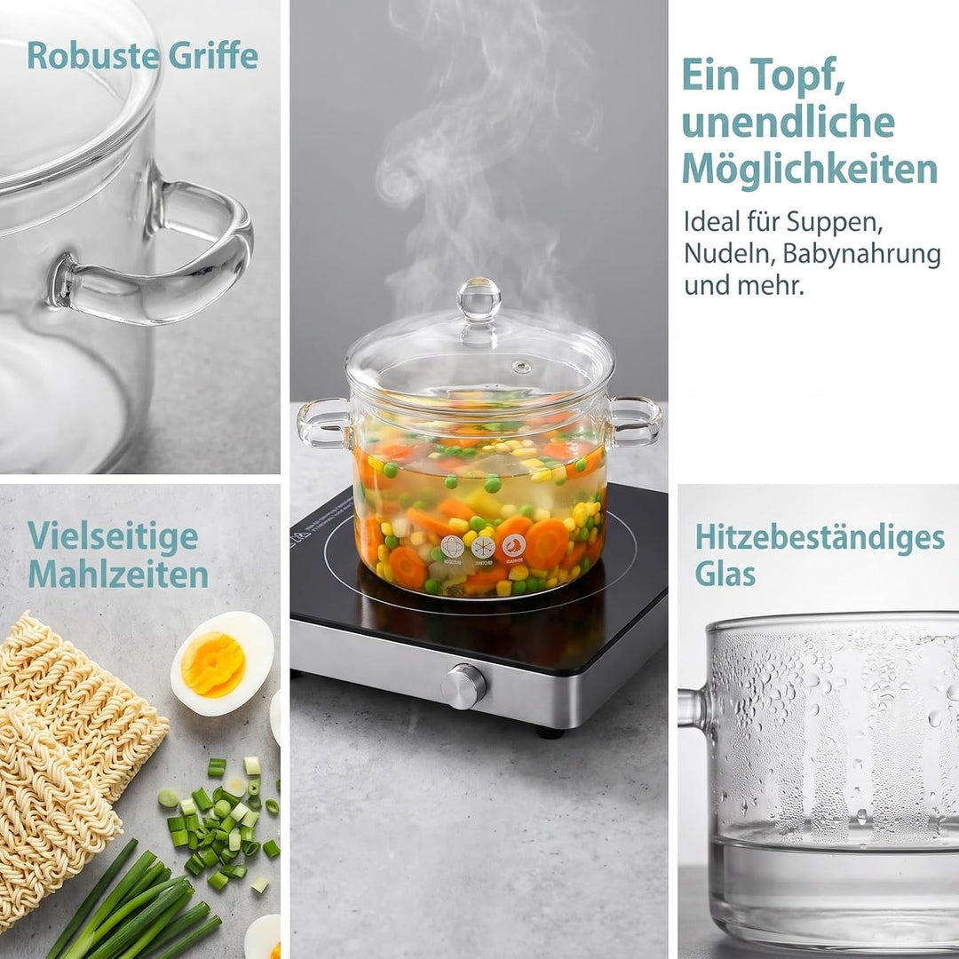 Garneck Hochwertiger Transparenter Glastopf Mit Deckel Und Doppelgriff Hitzebeständig Für Babynahrun