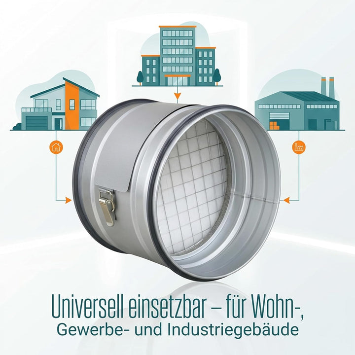 Easy Act Grobstaubfilter rund Ø 150 mm für Zuluft, Rohrfilter aus verzinktem Stahl zur Grobpartikel-