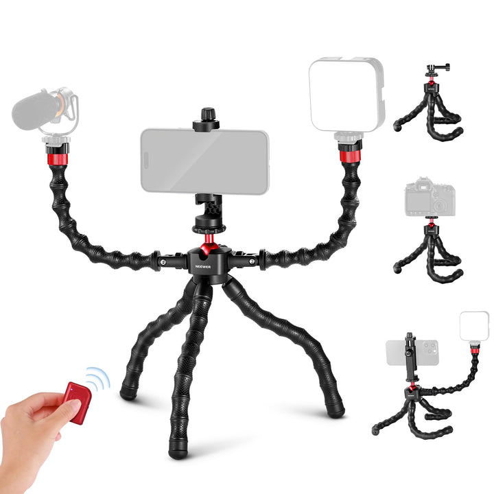 NEEWER T91 Stativ Flexibel mit 2 Magic Arm, Reise Mini Handystativ für Vlogging Auslöser/Telefonklem