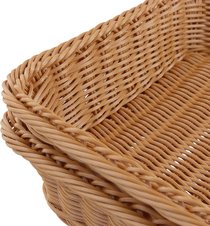 ZOENHOU 2 Stück Brotkorb Gross, 40x30x8 cm rechteckiger geflochtener Brotkorb, Weidenkorb zur Aufbew