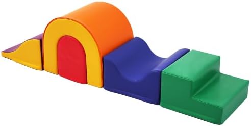 Schaumstoffbausteine 5-in-1 mit Klettverbindung – Klettergerüst & Krabbelparcours, wasserfeste Softb