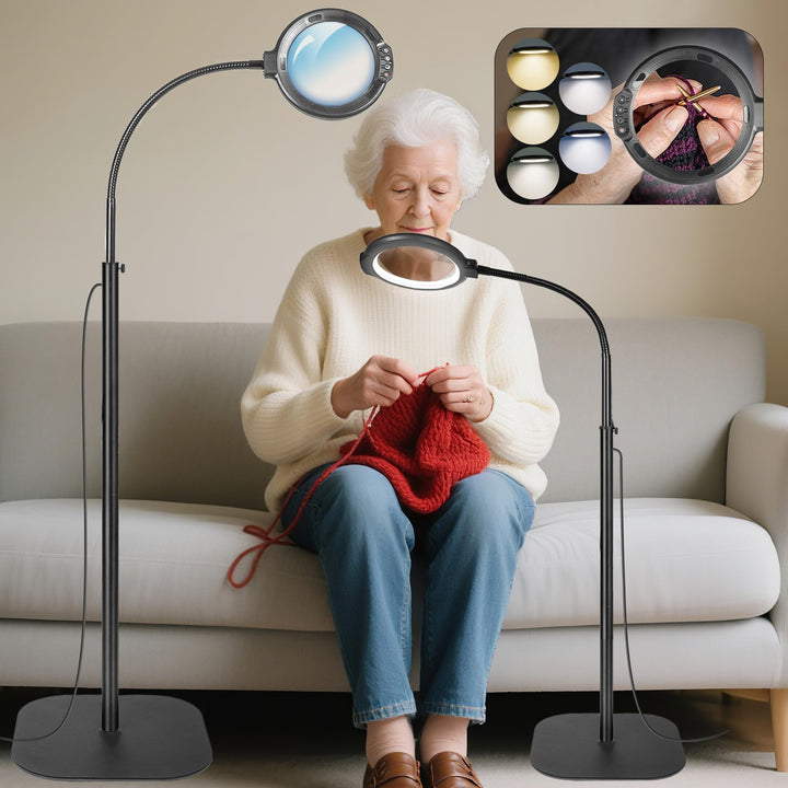 10X Standlupe mit Licht und Ständer, 3 in 1 Lupenlampe mit 54 LED, Flexible Schwanenhals Lupenleucht