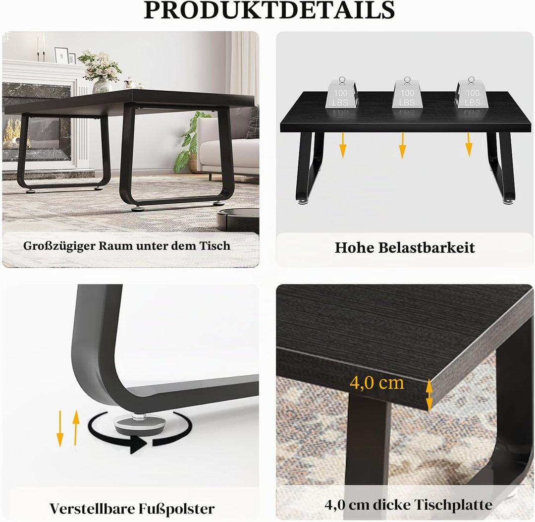 HSH Couchtisch, Wohnzimmertisch Tisch aus Metallgestell, Kaffeetisch für Wohnzimmer, Teetisch aus Ho