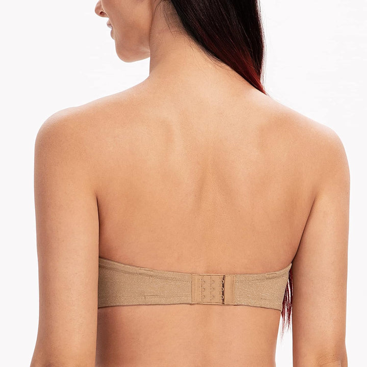 MELENECA Damen Bügel Erheben Gepolstert Hochdrücken Trägerlos BH mit geformte Cups 85C Beige Heide,