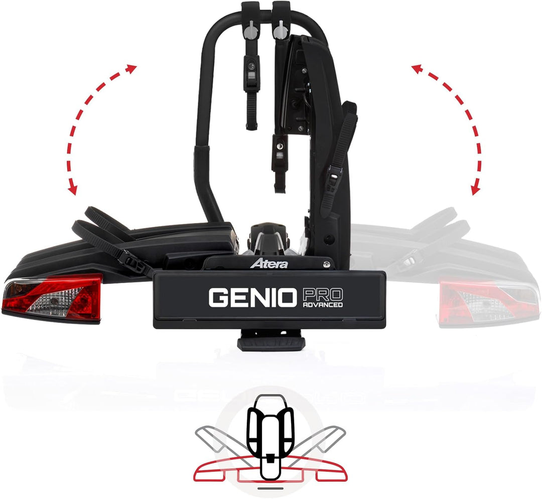 Atera 022785 PKW Fahrradträger Genio Pro Advanced, faltbar mit Leuchten - für 2 Fahrräder oder E-Bik