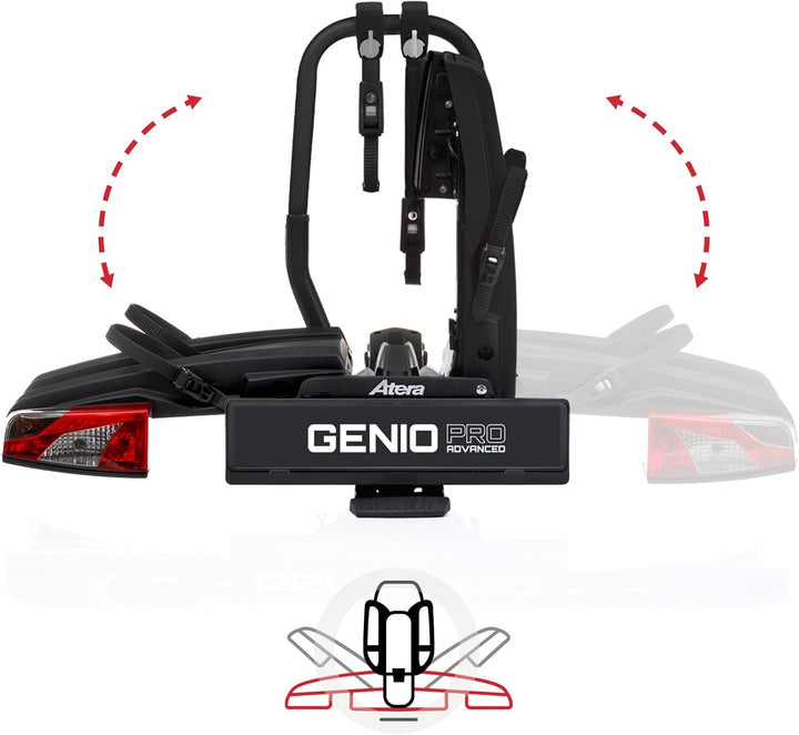 Atera 022785 PKW Fahrradträger Genio Pro Advanced, faltbar mit Leuchten - für 2 Fahrräder oder E-Bik