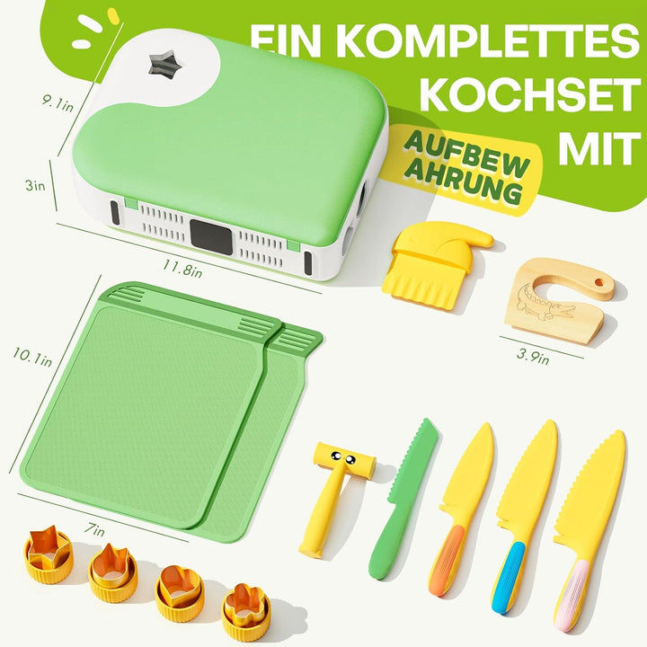 Kindermesser set - Kinder Sicherheit Küchenmesser für Echtes Kochen mit Aufbewahrungsbox, Gemüse Aus