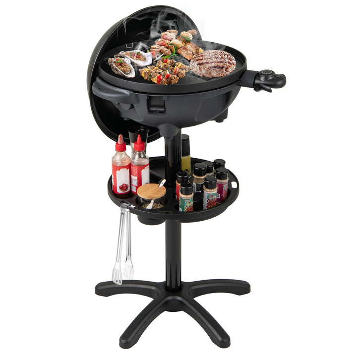 COSTWAY Elektrogrill 1200W, 2 in 1 Tischgrill & Standgrill mit 2-Zonen Grillplatte, Elektrischer BBQ