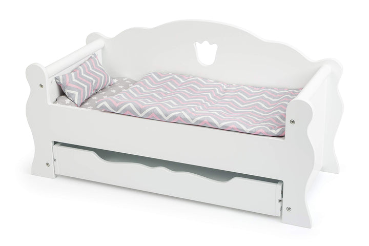 small foot Puppentagesbett aus Holz, inkl. Matratze, bunter Decke und Kissen, mit Schublade, ab 3 Ja