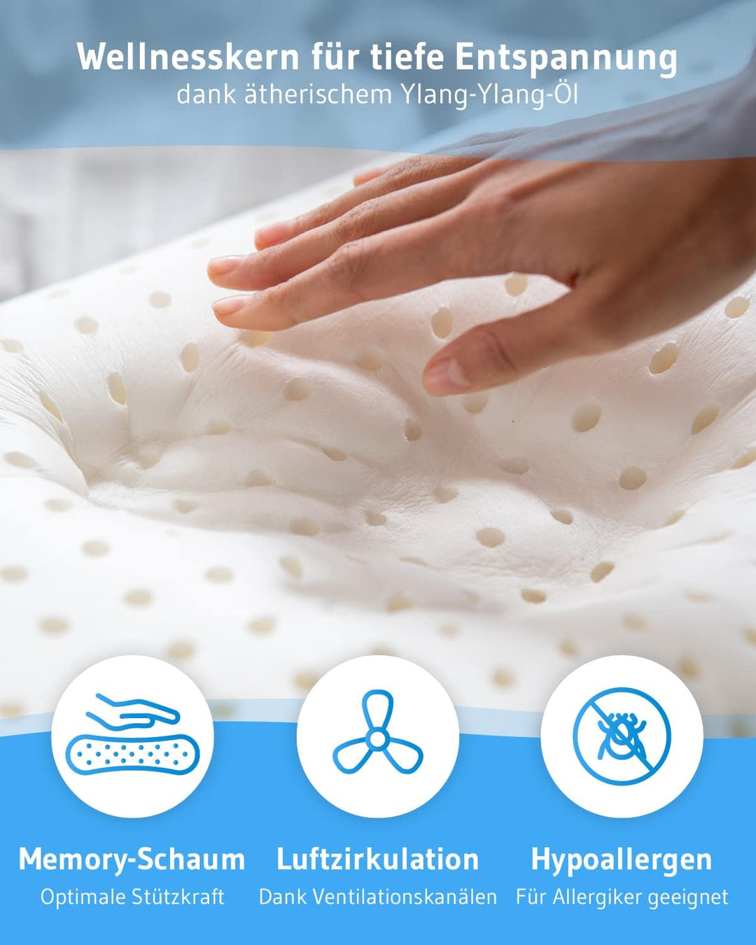 Gesundheitskissen maBELLA | Nackenkissen mit SKIN+ Bezug &amp; Probiotika zur Hautreinigung &amp; Pflege | A