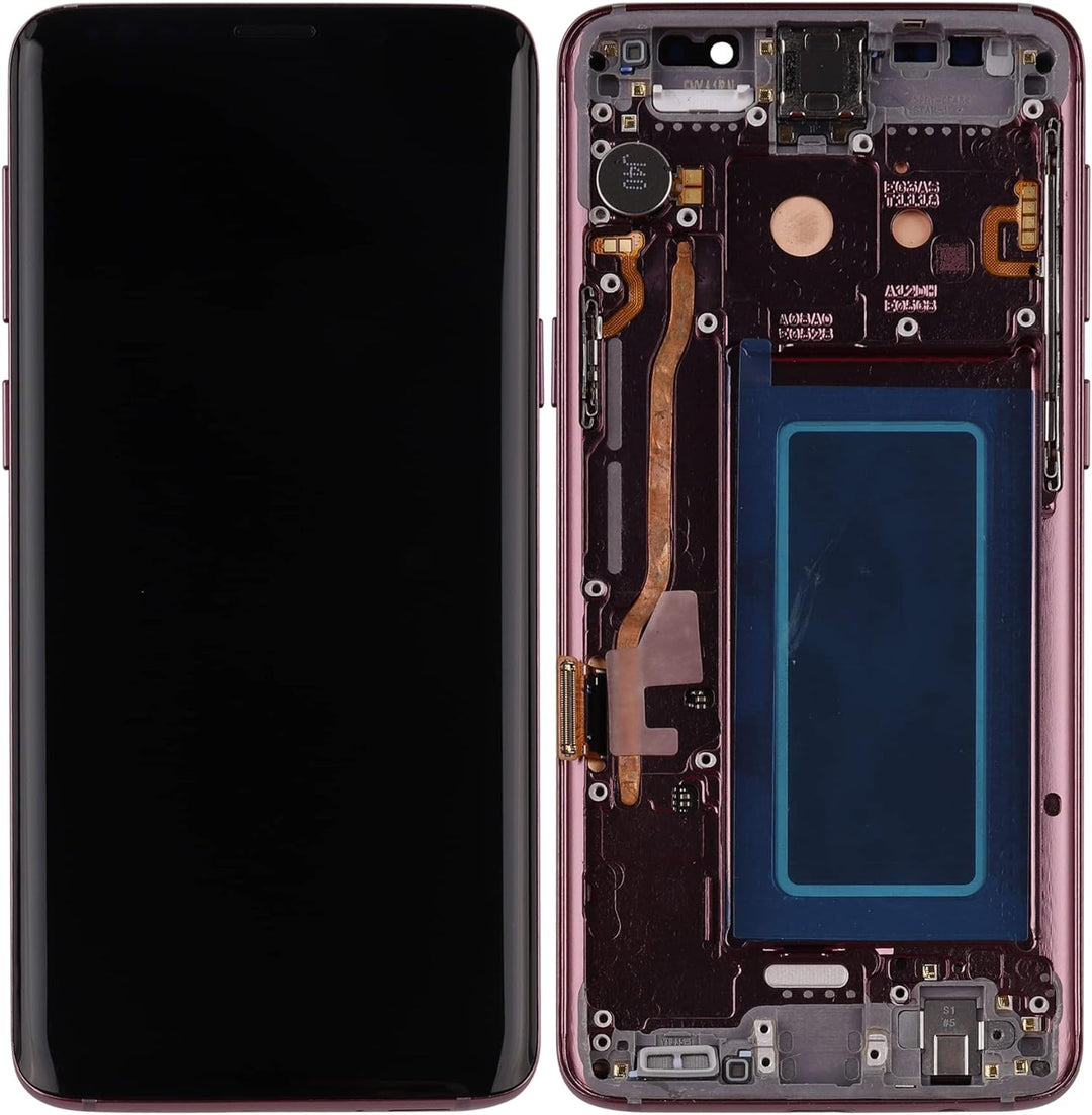 swark LCD Kompatibel mit Samsung Galaxy S9 SM-G960 (Lilac Purple mit Rahmen) LCD Display Touch Scree