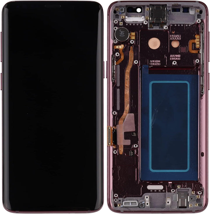 swark LCD Kompatibel mit Samsung Galaxy S9 SM-G960 (Lilac Purple mit Rahmen) LCD Display Touch Scree