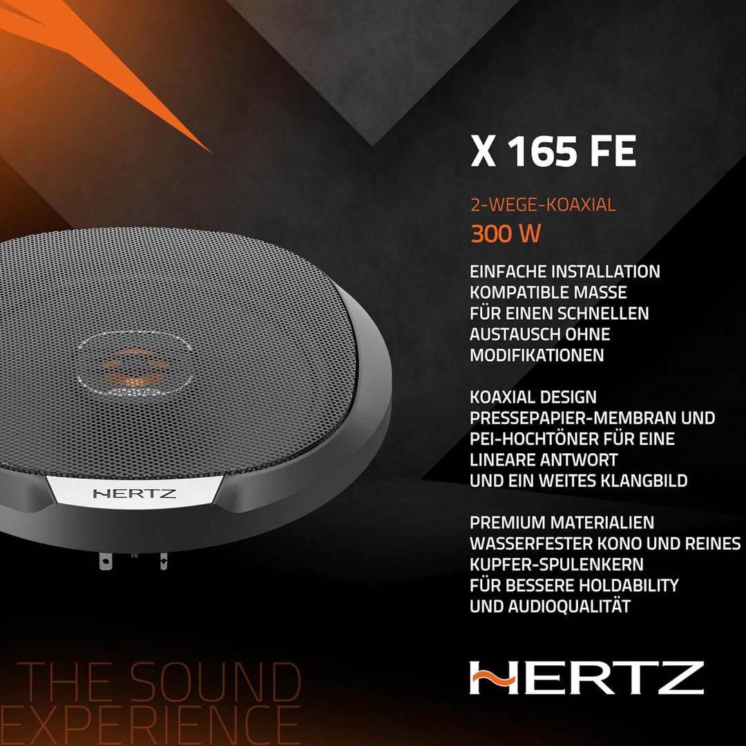 Hertz X 165 Fan Edition 165/170mm 2-Wege Koaxiallautsprecher 200W Peak, 50W RMS, 4 Ohm, Wasserabweis