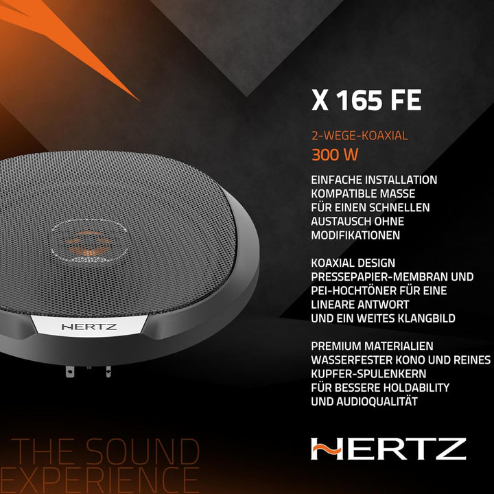 Hertz X 165 Fan Edition 165/170mm 2-Wege Koaxiallautsprecher 200W Peak, 50W RMS, 4 Ohm, Wasserabweis