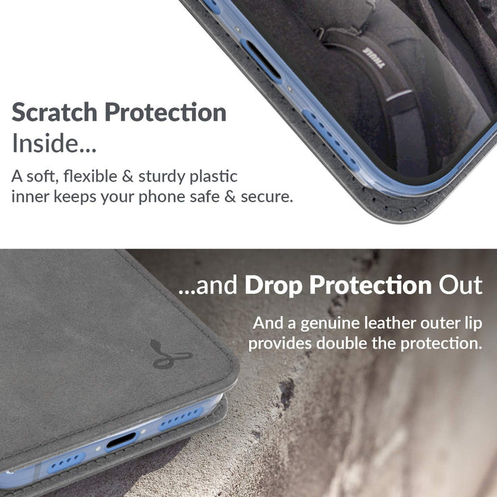 Snakehive iPhone 12 Pro Schutzhülle/Klapphülle echt Lederhülle mit Standfunktion, Handmade in Europa