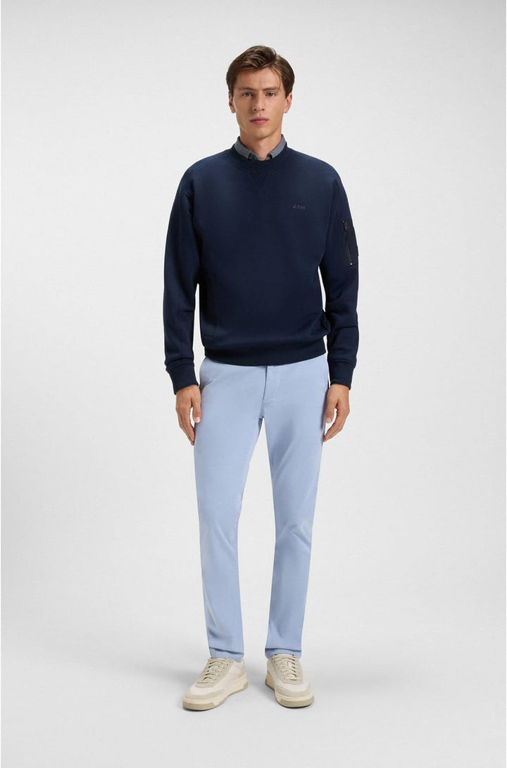 BOSS Herren Chino Slim Slim-Fit Hose aus elastischem Baumwoll-Satin 31W / 32L 470open Blue, 31W / 32