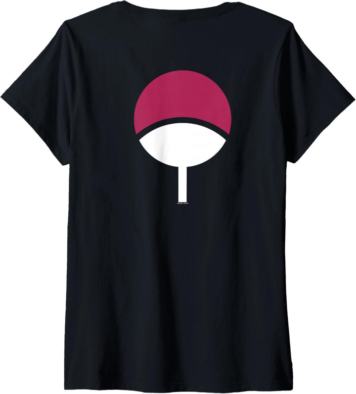 Naruto Shippuden Sasuke Symbol T-Shirt mit V-Ausschnitt