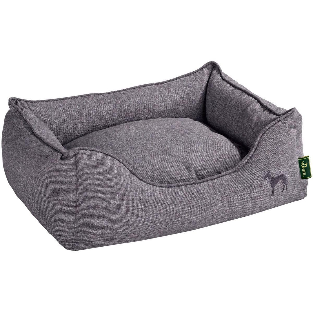 HUNTER Boston Hundesofa, Hundebett, Wendekissen mit Plüschbesatz,pflegeleicht, 100 x 70 cm, grau gra
