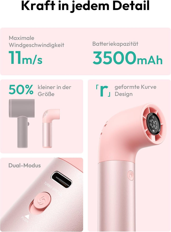 Aecooly Tragbarer Handventilator, Leistungsstarker Turbo-Lüfter mit 19000 U/min, Aero Pro, Bis zu 15