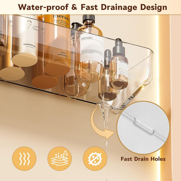 Lermende Badezimmer Organizer, 2 Stücks Transparenter Duschablage Ohne Bohren zur Wandmontage mit Se