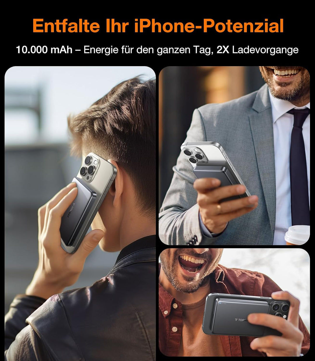 TORRAS MiniMag Qi2 Powerbank für MagSafe, 10000mAh Qi2-Zertifiziert Magnetische Power Bank mit 30W U