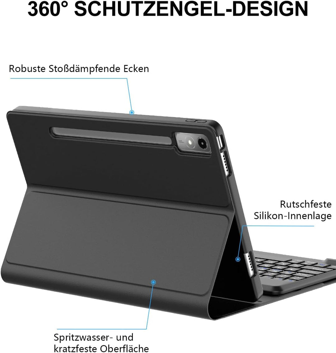 JADEMALL Hülle mit Tastatur für Lenovo Idea Tab Pro 12,7" (2025), Abnehmbare QWERTZ Bluetooth Tastat