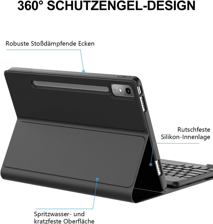 JADEMALL Hülle mit Tastatur für Lenovo Idea Tab Pro 12,7" (2025), Abnehmbare QWERTZ Bluetooth Tastat