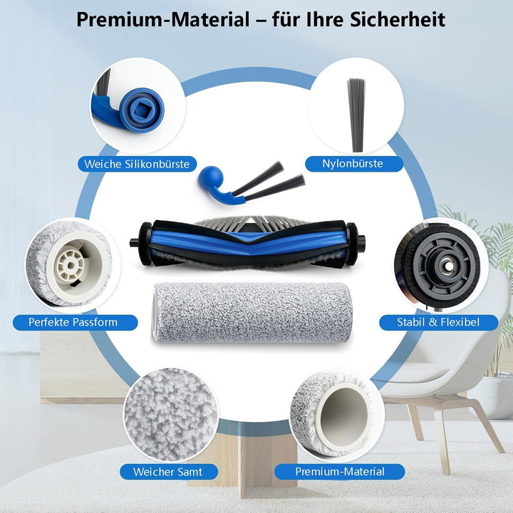 21 Stück Zubehörset Kompatibel für ECOVACS DEEBOT T80 OMNI Saugroboter, 2 Gummi-Hauptbürste, 4 Filte