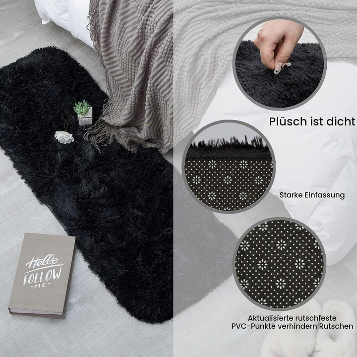 CHOSHOME Teppich Wohnzimmer Moderner Flauschiger Teppiche, Anti-Rutsch Unterseite Waschbarer Teppich
