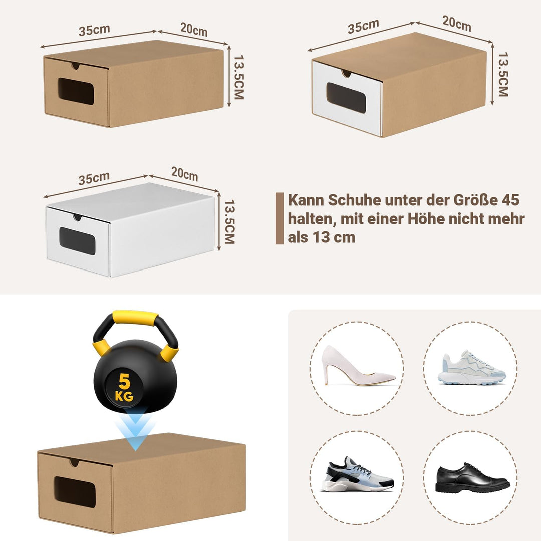 Aufbewahrungsboxen mit Sichtfenster &amp; Schublade, 10er Set, 33x30x35 cm, Stapelbare Schuhkartons aus