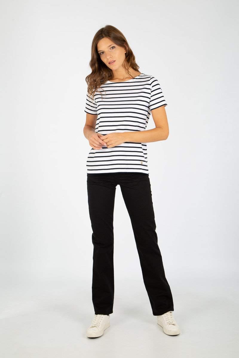 Armor Lux Damen Hoedic T-Shirt, Mehrfarbig (Blanc/Rich Navy Bi9), XXXX-Large (Herstellergrösse: 8)