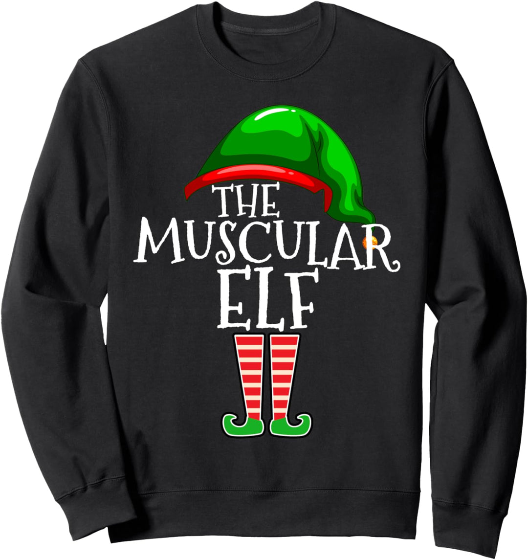 Muscular Elf Group Matching Family Christmas Gifts Workout Sweatshirt