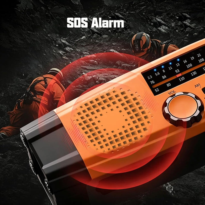 Gemmac Kurbelradio mit Solar und Powerbank, Notfallradio 2000mAh USB AM/FM/SW Tragbar Emergency Radi