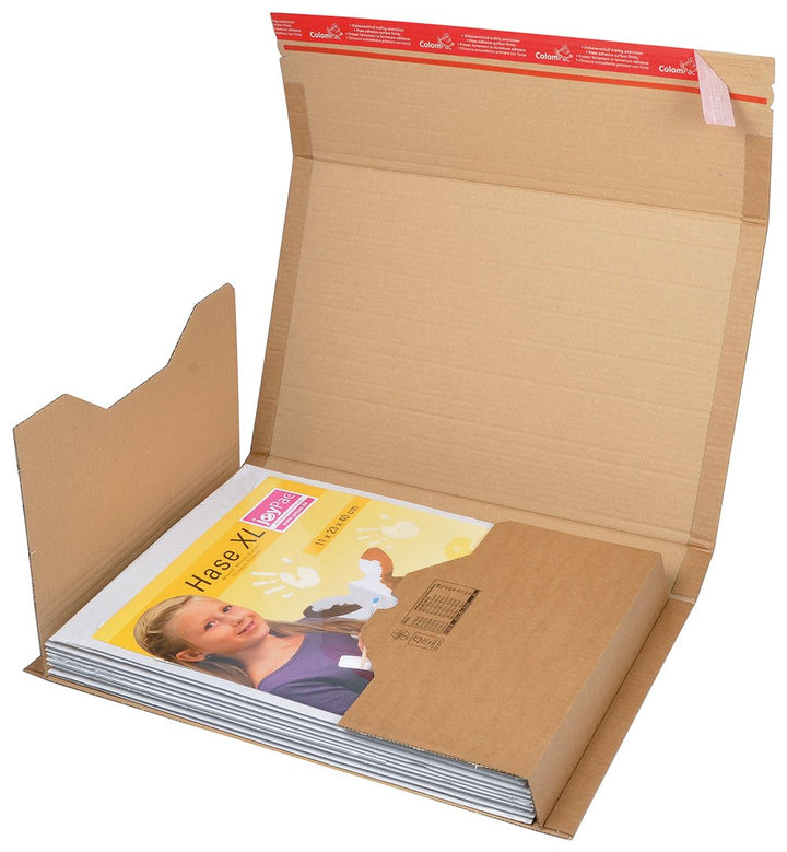 ColomPac CP020.18 Wickelverpackung aus Wellpappe mit Selbstklebeverschluss und Aufreissfaden, braun