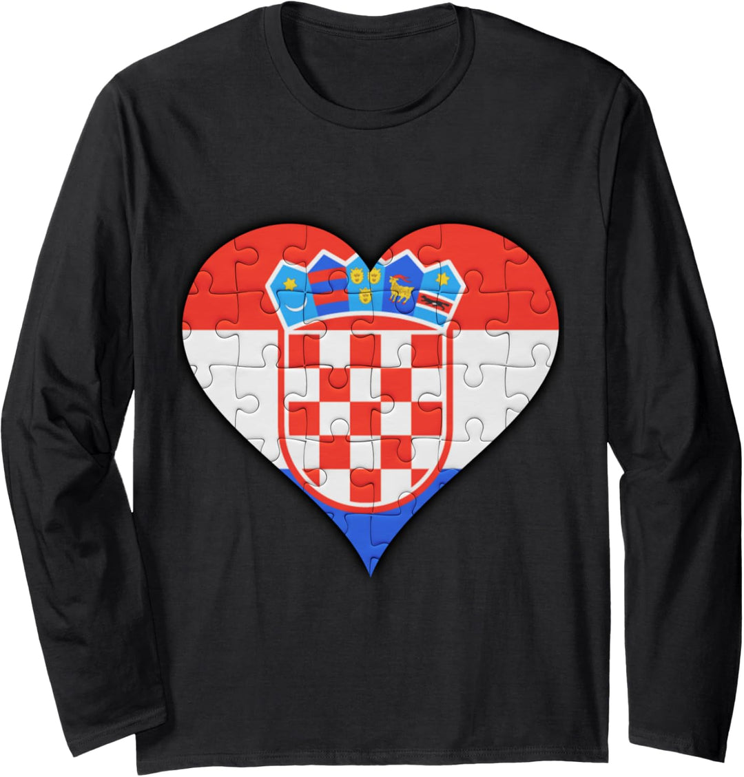 Kroatien Kroatische Flagge Herz Langarmshirt