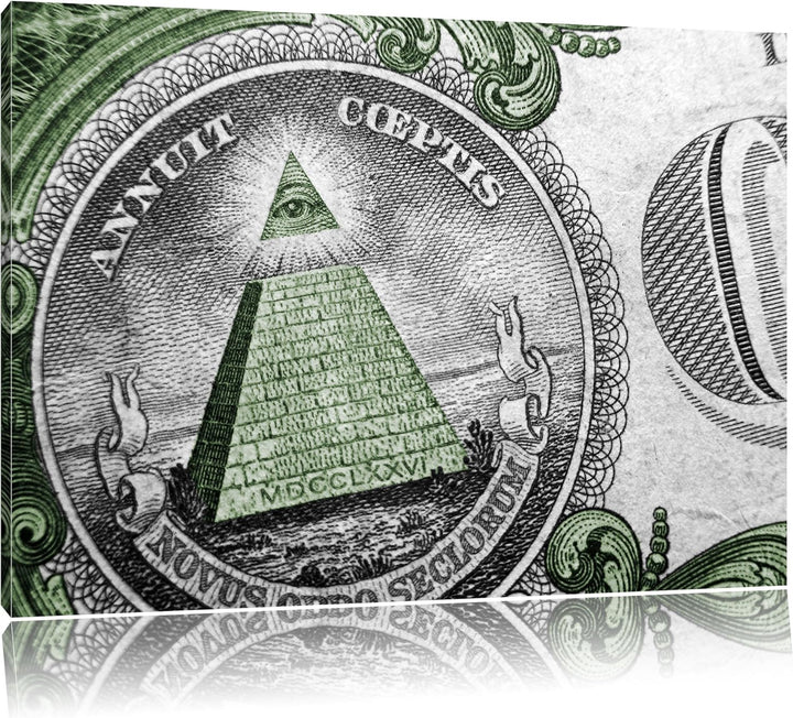 Illuminaten-Pyramide Dollar schwarz/weiss Format: 100x70 auf Leinwand, XXL riesige Bilder fertig ger