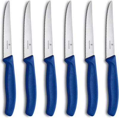 Victorinox, Swiss Classic, Profi Steakmesser-Set, 6-teilig, Extra Scharfe Klinge, Wellenschliff, 11