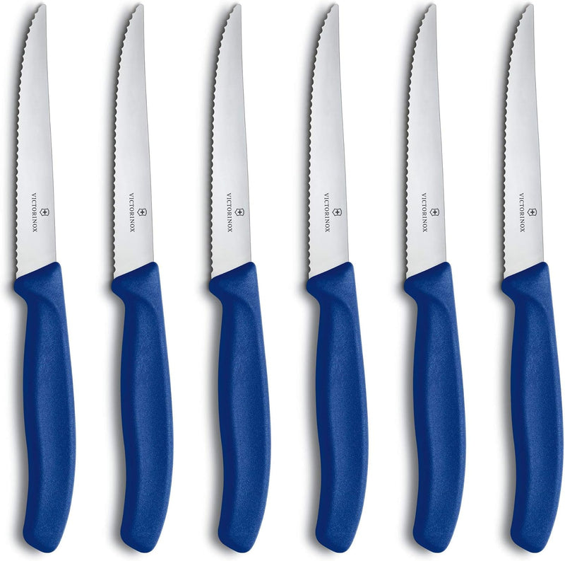 Victorinox, Swiss Classic, Profi Steakmesser-Set, 6-teilig, Extra Scharfe Klinge, Wellenschliff, 11