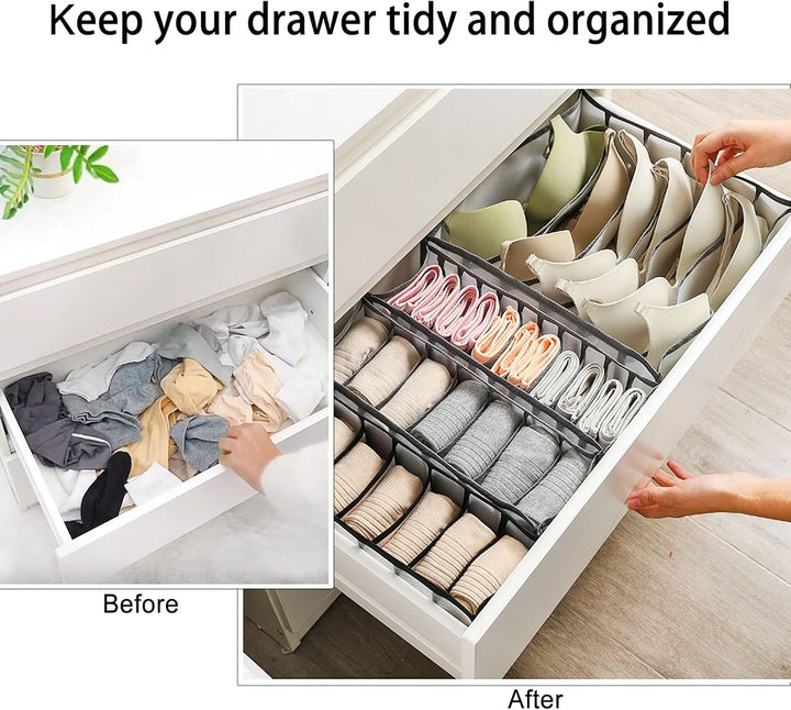 6 Stück Unterwäsche Schubladen Organizer Set, Schubladen Schrank Organizer Faltbar für Socken, Unter