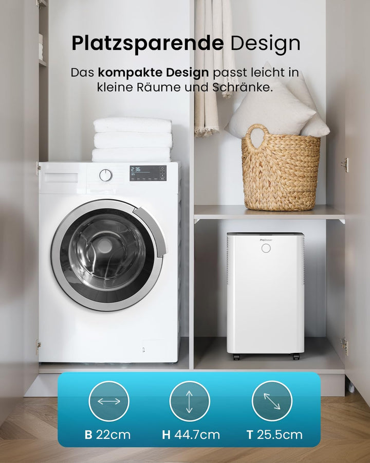 Pro Breeze OmniDry Luftentfeuchter mit App & WLAN, 12L in 24h Entfeuchtungsleistung - Luftentfeuchte
