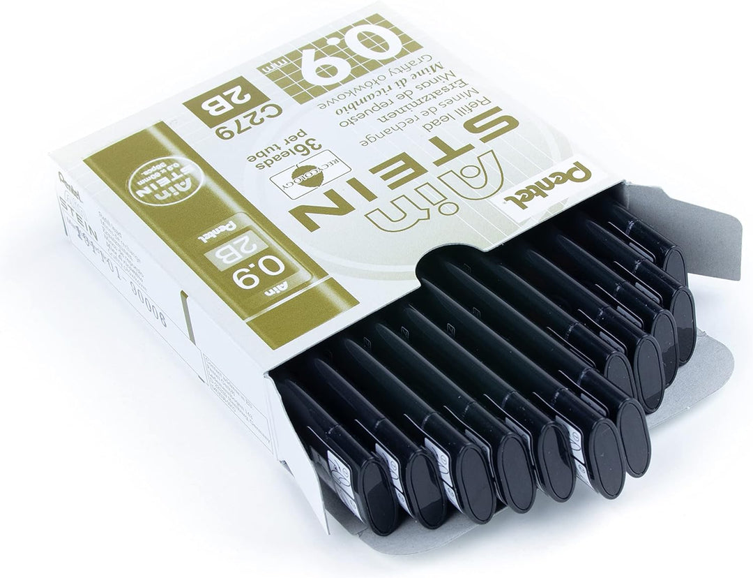 Pentel C279-2BO Ain Stein Feinmine, Strichstärke 0.9 mm, Härtegrad 2B, 36 Minen je Dose, 2B