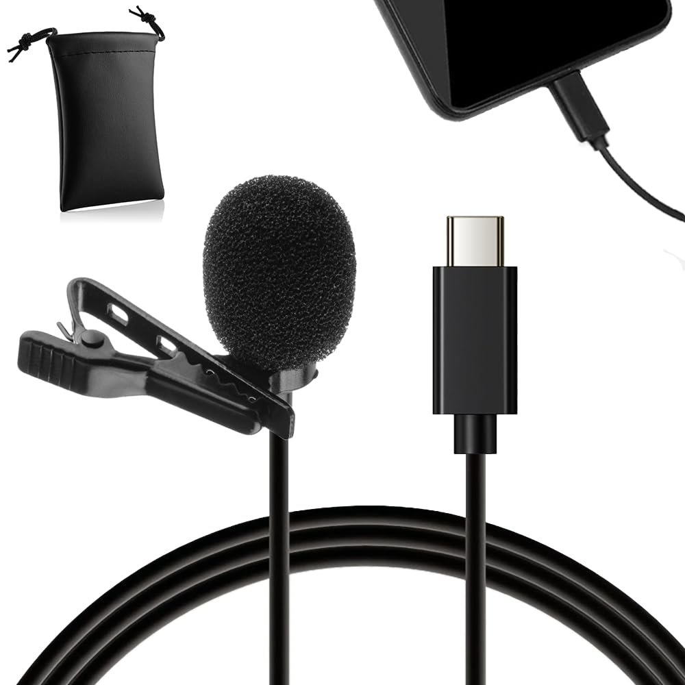 MOJOGEAR Pin-Mikrofon mit USB-C-Anschluss – 3 Meter Kabel – Ansteckmikrofon kompatibel mit Android-S