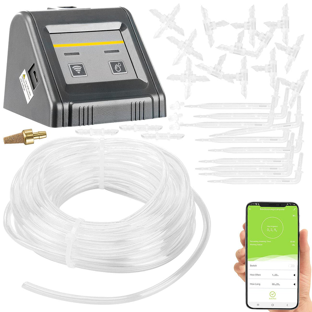 Royal Gardineer Bewässerungscomputer: Automatische WLAN-Bewässerungsanlage BWC-20.app für 10 Topfpfl