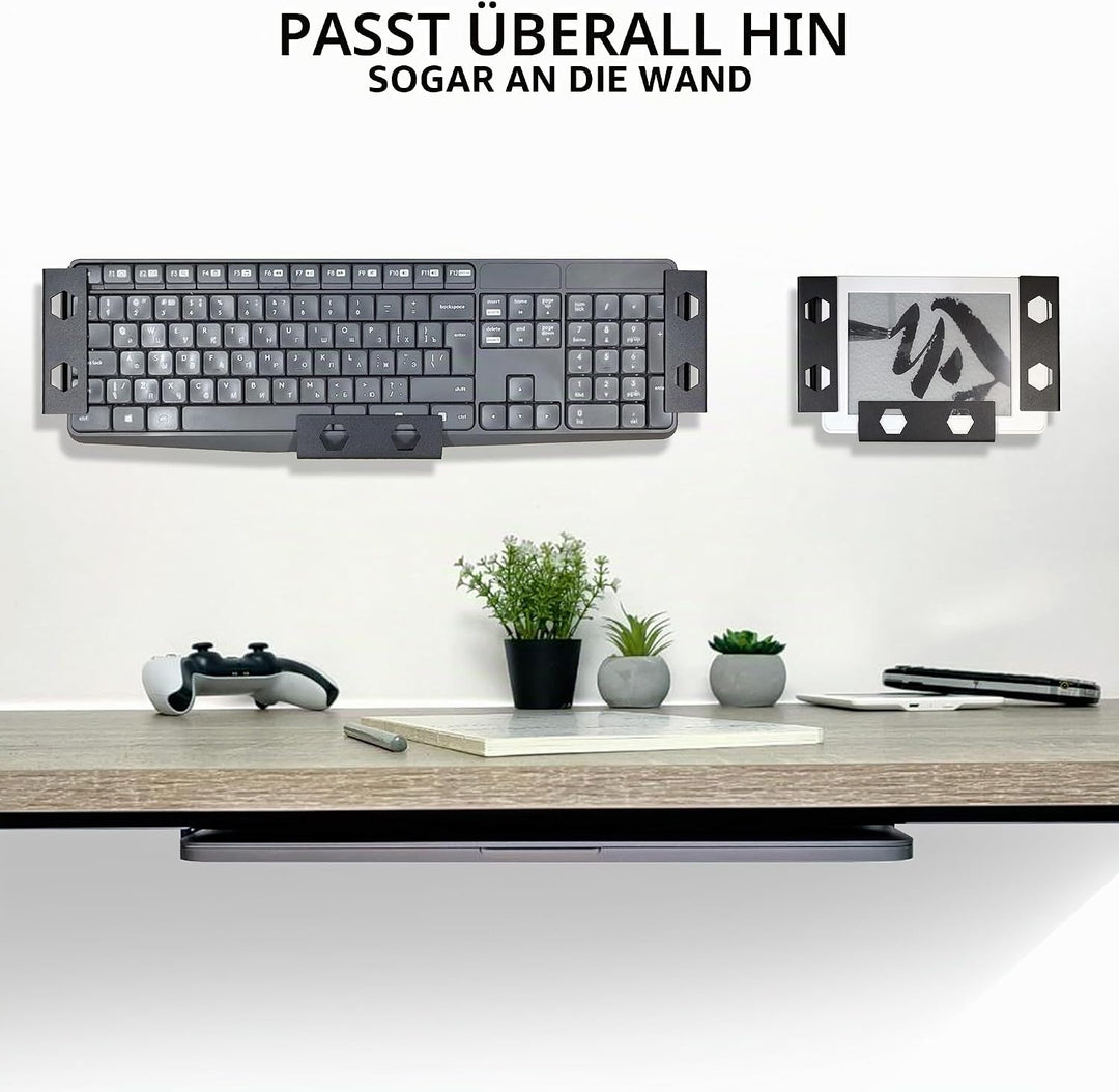 MyGadget Metall Laptop Halterung unter Schreibtisch - [ bis max. 30 mm Dicke ] - mit Silikon Kratzsc