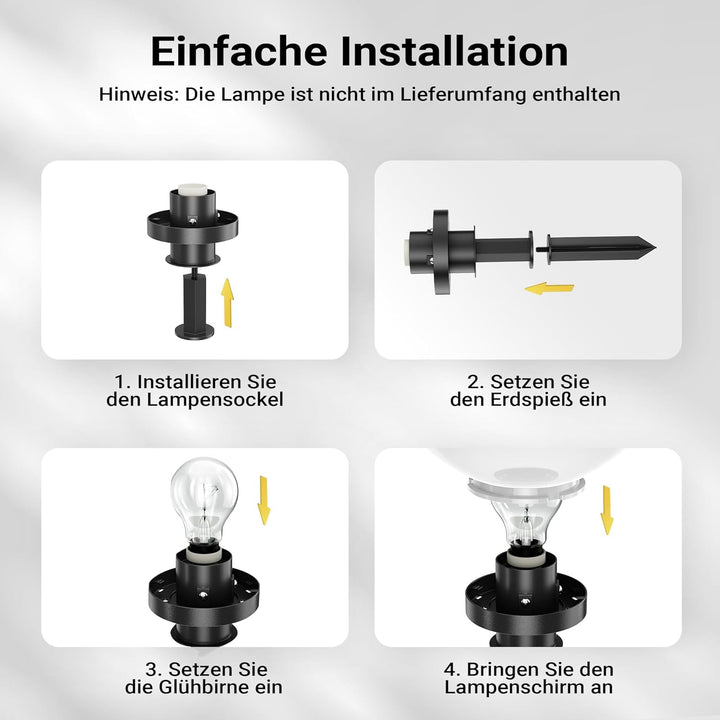 Wiltec Outdoor-Kugelleuchte Ø30 cm, Gartenleuchte mit Erdspiess, IP44 Aussenleuchte, 40W E-27 Fassun