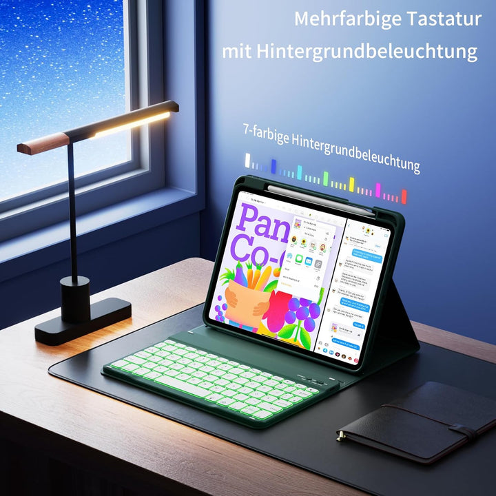 Hülle mit Tastatur für iPad A16 11. / 10. Generation (11 Zoll 2025/10,9 Zoll 2022) mit Stifthalter,